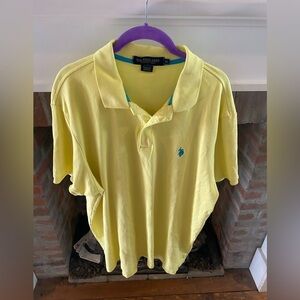 Mens US Polo Assn Yellow Blue Luxury Feel 100% Cotton Polo Pullover XL​